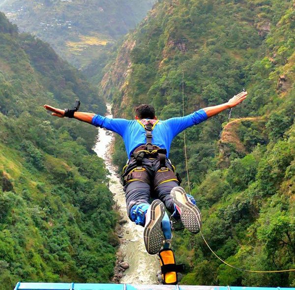 Bungee jumping over Himalayan gorge Rishikesh