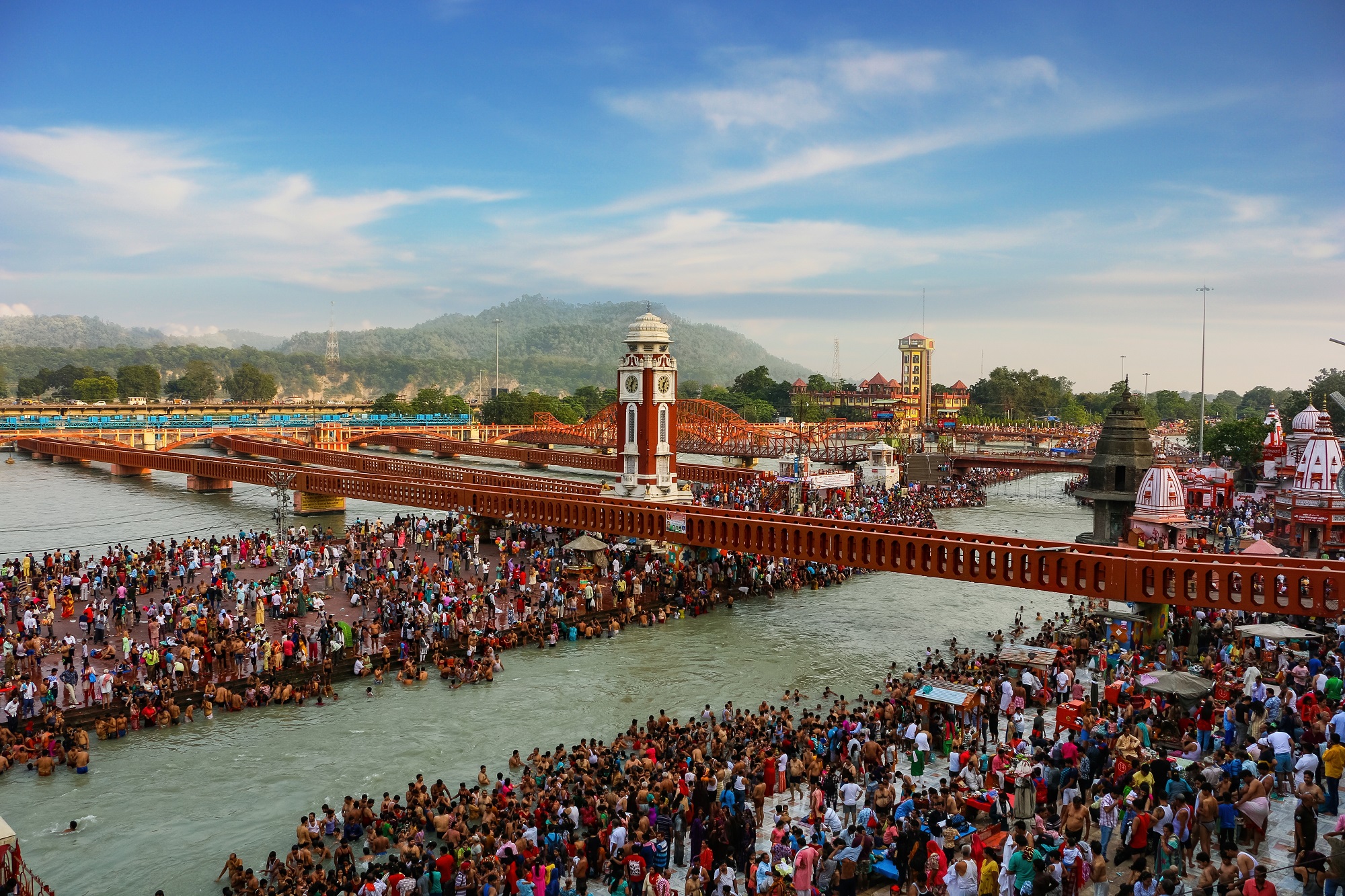 Thousands of pilgrims at Har Ki Pauri Haridwar during Ganga Aarti